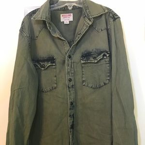 Olive green button down - size small